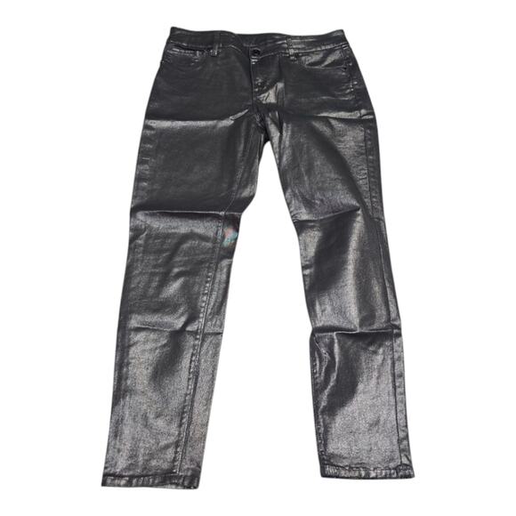 WHBM Coated Metallic Silver Coated Jeans Straight Leg Modern Casual Pants - Picture 6 of 14